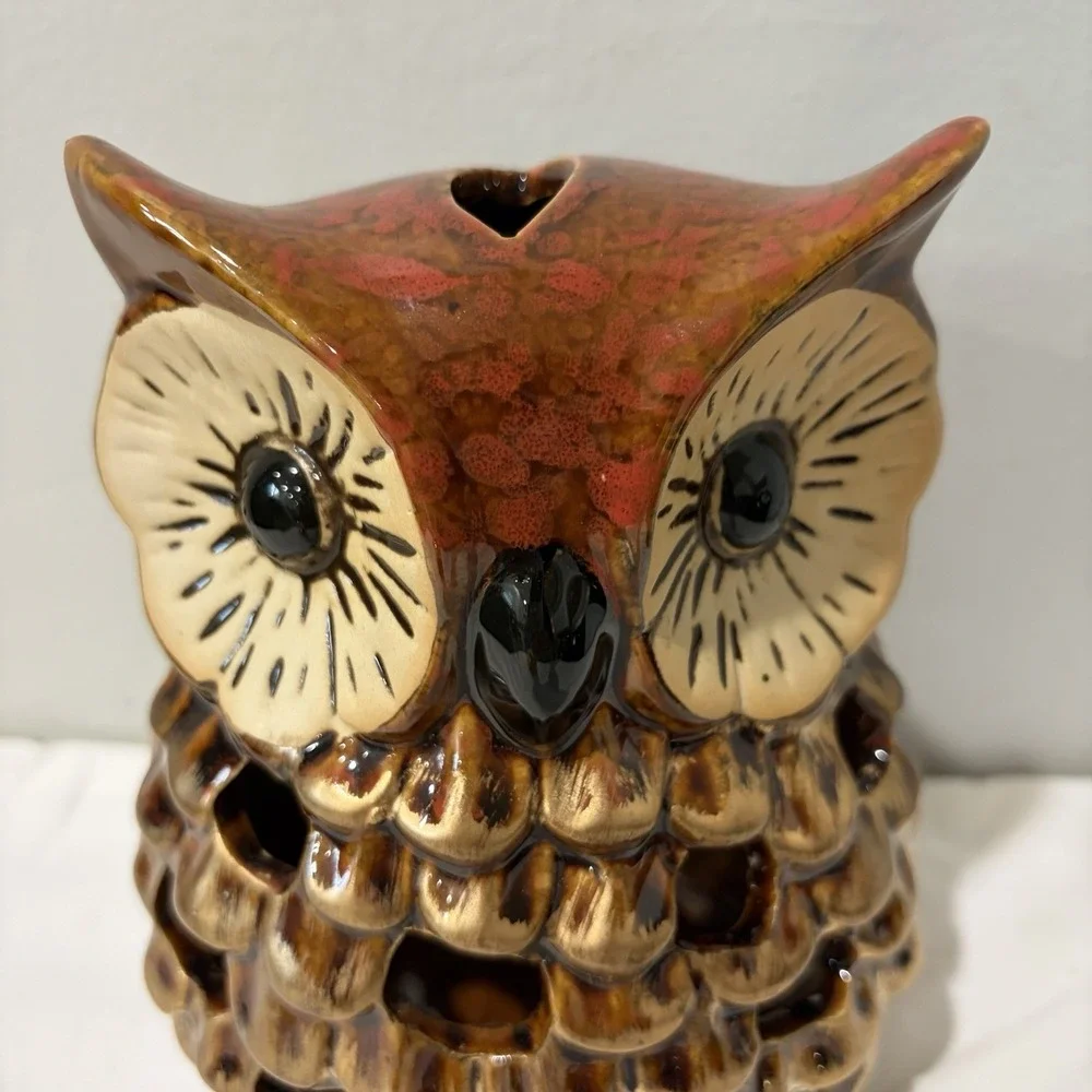 Ceramic‎ OWL Votive Tea Light Candle Holder Lantern vtg 7